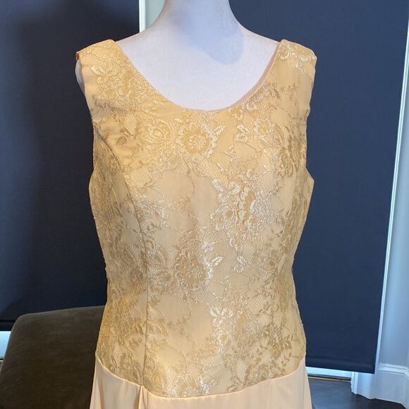 Women’s Tea Length Chiffon & Lace Dress with Matching Chiffon Jacket Size 12 - Picture 9 of 13